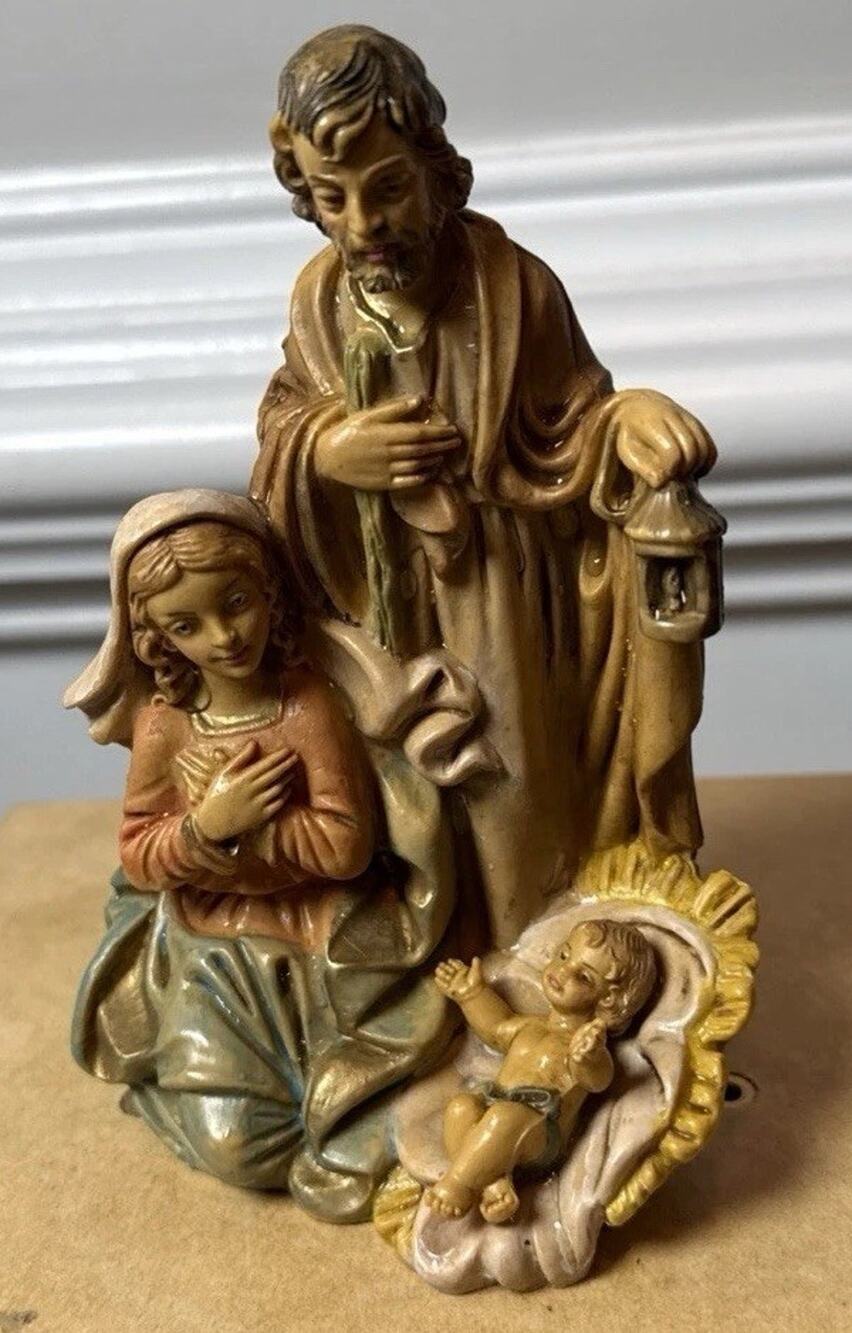Vintage Holy Family Nativity Figurine Italy 5” Mary Joseph Jesus